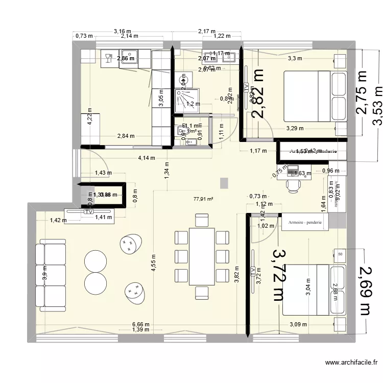 GAUTIER dernier. Plan de 2 Pièces et 79 m² GAUTIER dernier. Plan de 2 Pièces et 79 m²