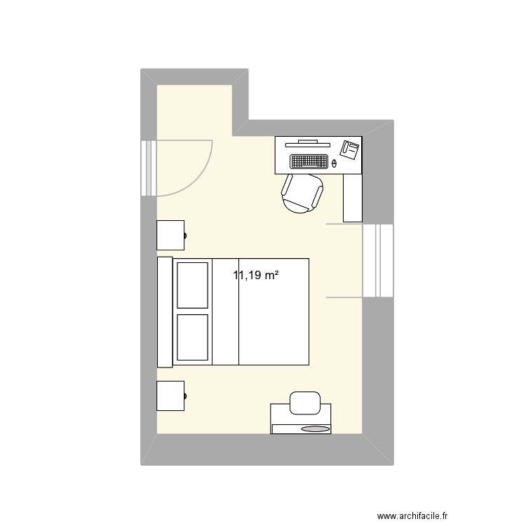 CHAMBRE MTN. Plan de 1 pièce et 11 m2