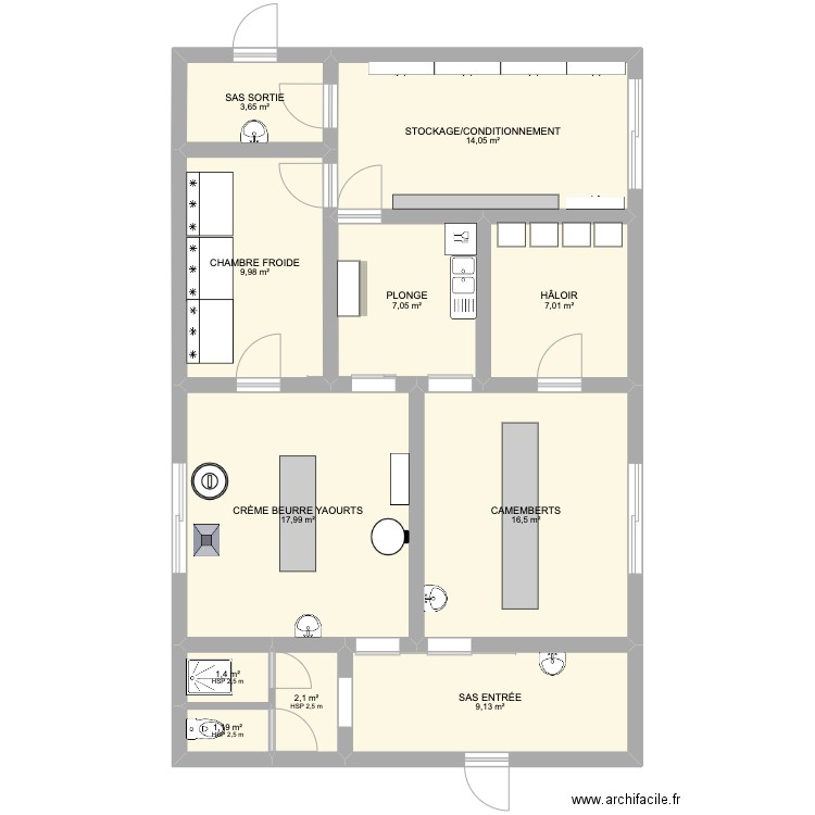 LABORATOIRE 2. Plan de 11 pièces et 90 m2