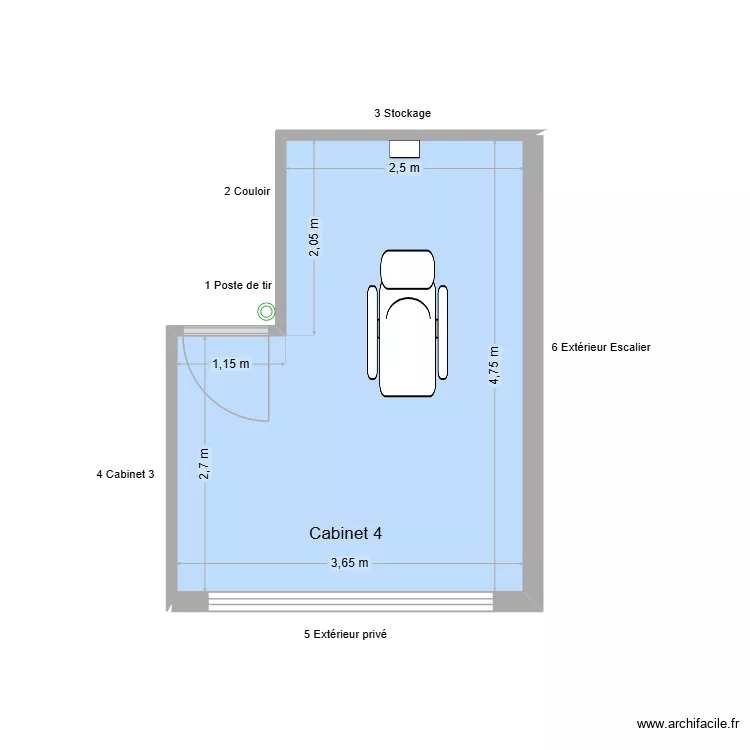 31728 Cabinet 4. Plan de 1  et 15 m²