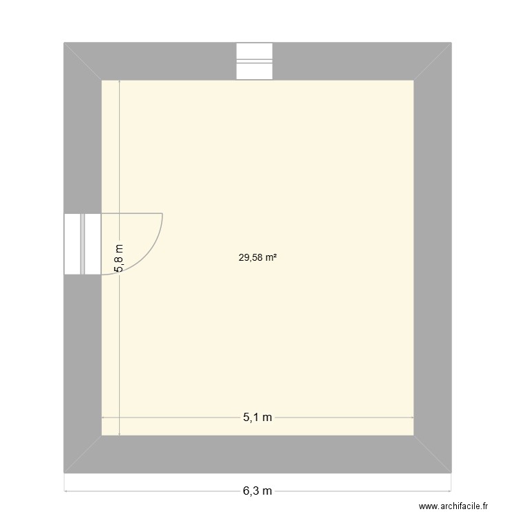 Logement (n-1) ARC2000. Plan de 1 pièce et 30 m2