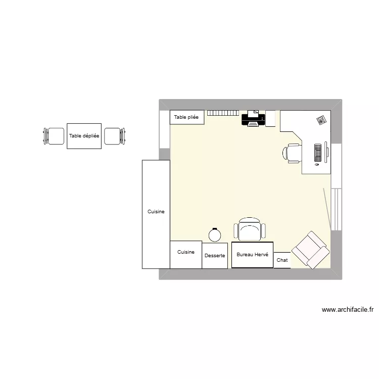 Redesign Appartement. Plan de 1  et 14 m²
