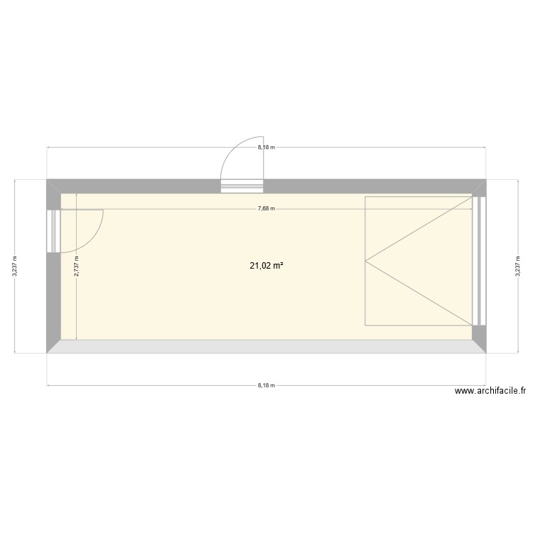 extension plus. Plan de 1 pièce et 21 m2
