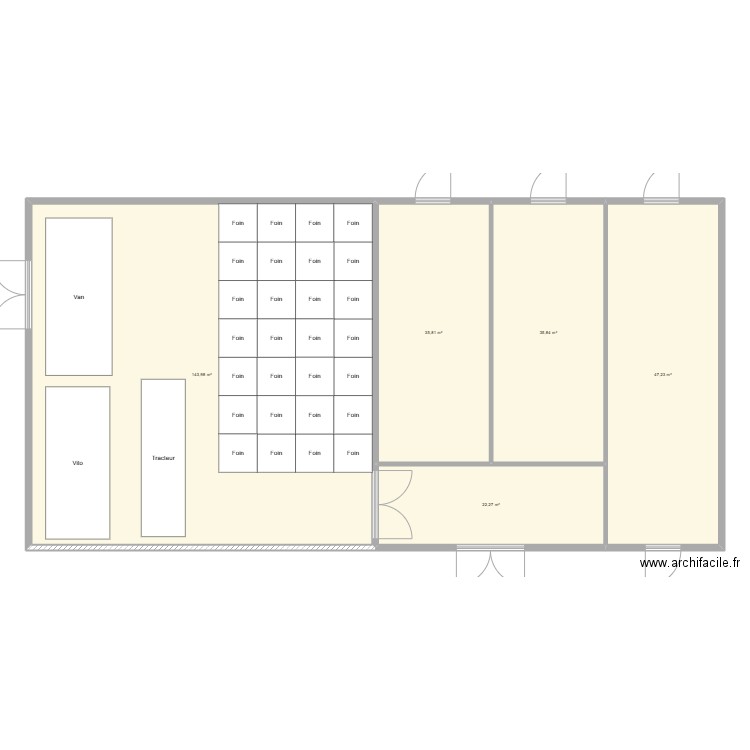 Batiment Vougy Chevaux. Plan de 5 pièces et 285 m2