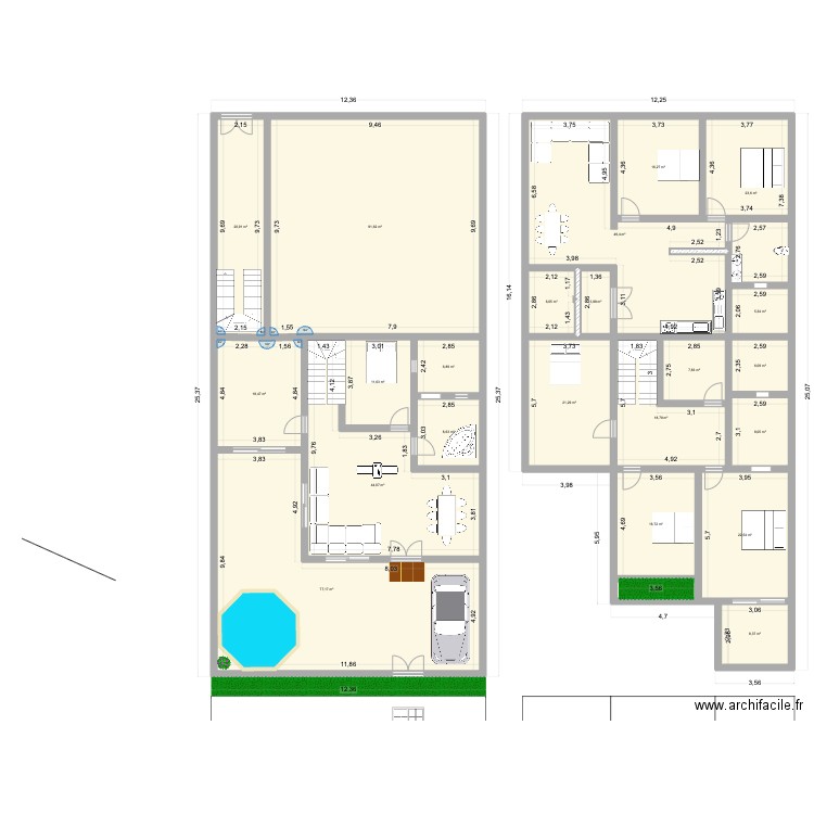 Immeuble Gabes 2025. Plan de 24 pièces et 495 m2
