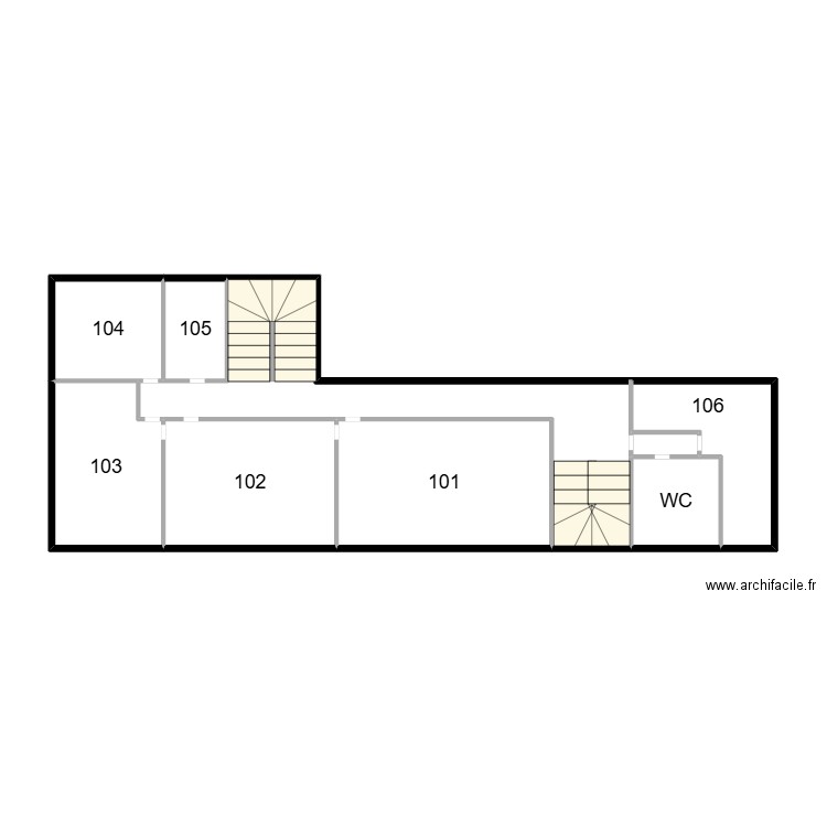 ETAGE 1. Plan de 8 pièces et 51 m2