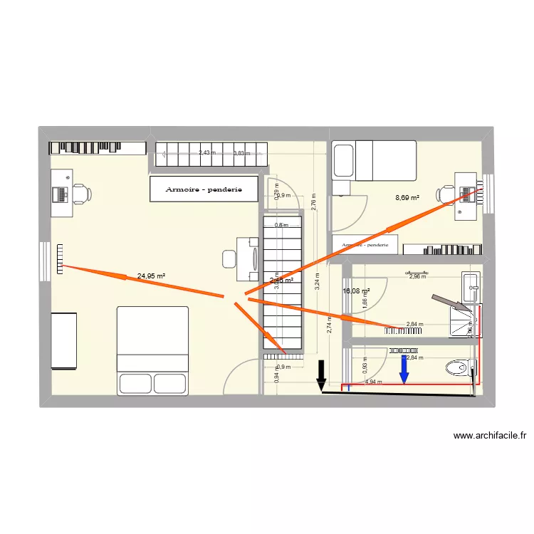 &eacute;tage_grange_V4. Plan de 4  et 52 m²