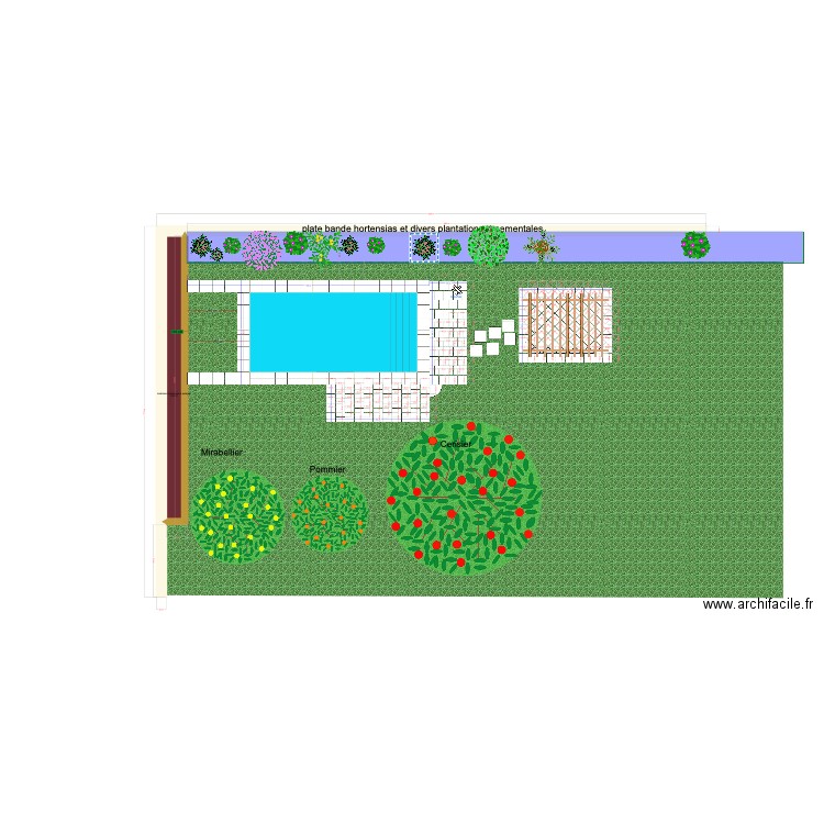 Plages piscine et gazon. Plan de 0 pièce et 0 m2