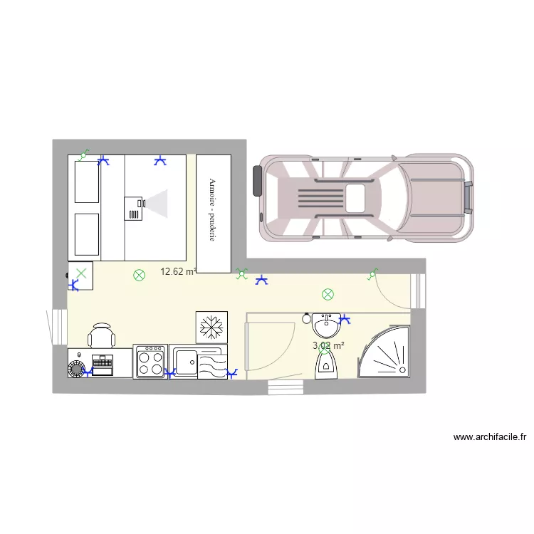 Architecte. Plan de 2  et 16 m²