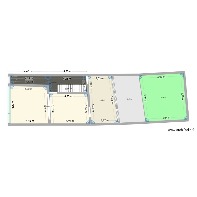 Rdch st léonard. Plan de 5 pièces et 98 m2