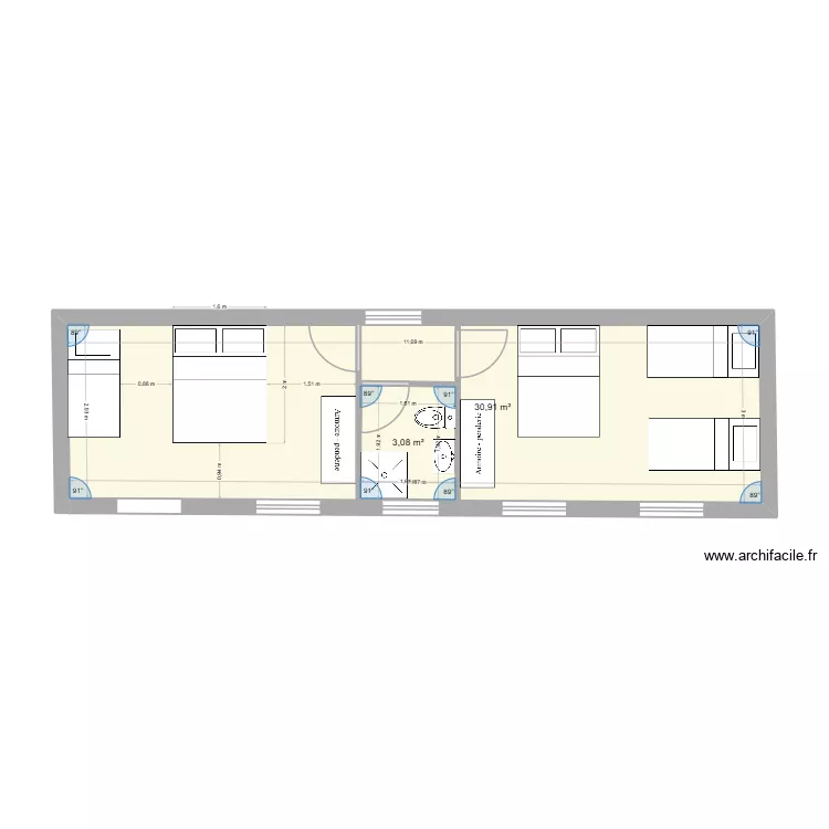 CHAMBRE. Plan de 2 et 38 m² CHAMBRE. Plan de 2 et 38 m²
