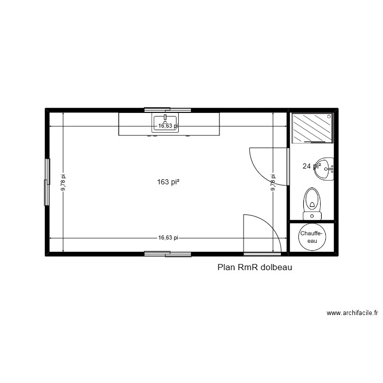 R M R Dolbeau. Plan de 3 pièces et 18 m2