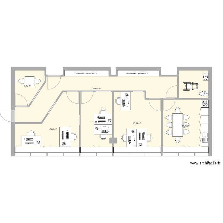 Plan Noilly 7ème C. Plan de 7 pièces et 89 m2