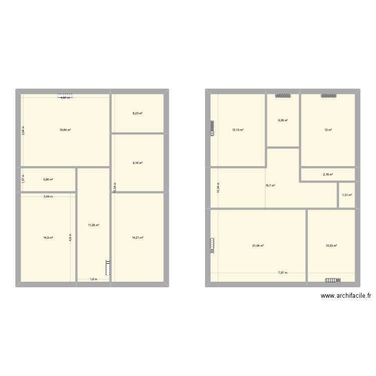 Amailland. Plan de 15 pièces et 160 m2
