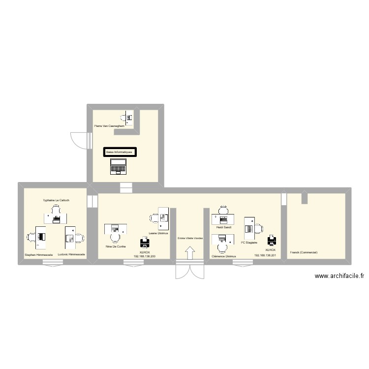 RDC-1. Plan de 4 pièces et 58 m2