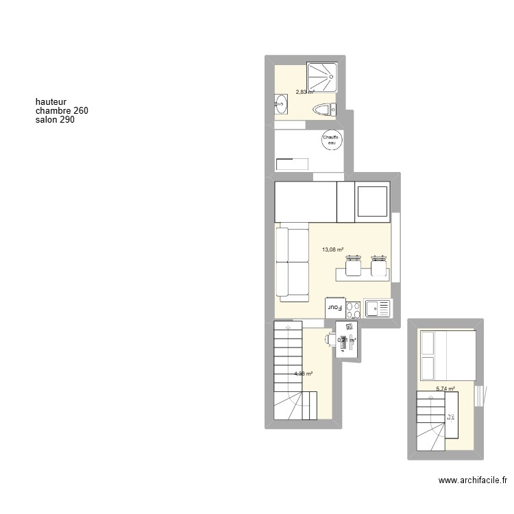 LILLE. Plan de 5 pièces et 26 m2