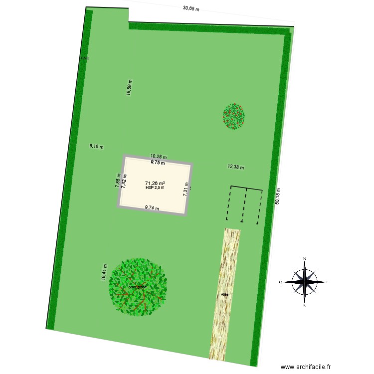 plan de masse 1. Plan de 1 pièce et 71 m2