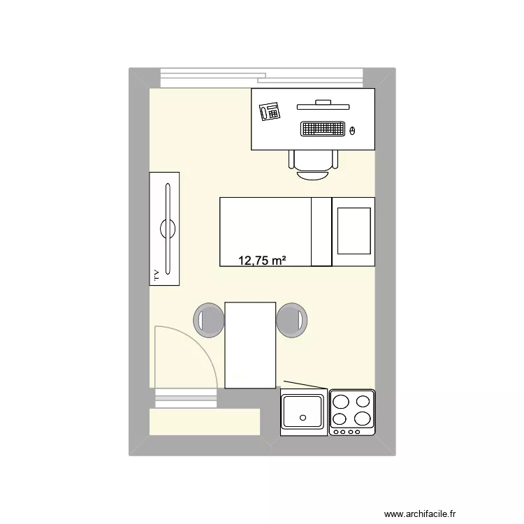 Bastien 1. Plan de 1  et 13 m²