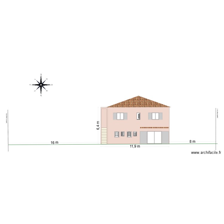 BESSE - façade SUD Existant. Plan de 0 pièce et 0 m2