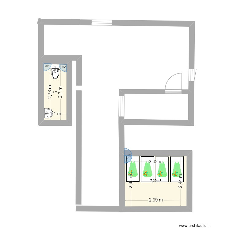 Observation. Plan de 2 pièces et 10 m2
