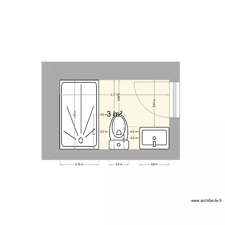 Parter_baie4. Plan de 1 et 3 m² Parter_baie4. Plan de 1 et 3 m²
