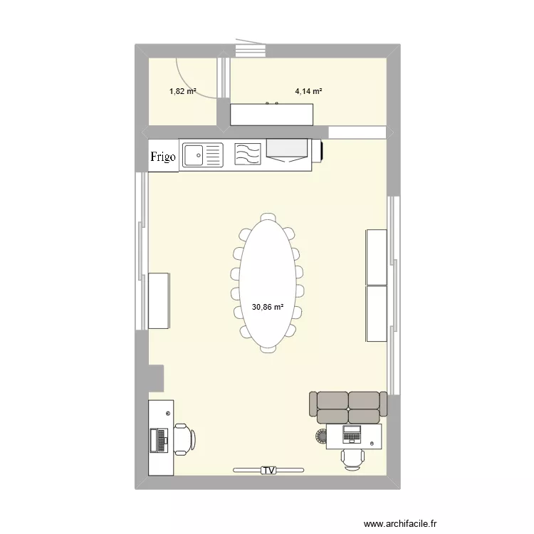 bureaux. Plan de 3 Pièces et 37 m² bureaux. Plan de 3 Pièces et 37 m²