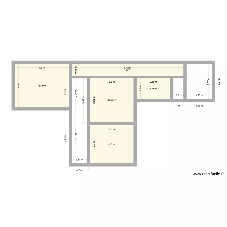 75015. Plan de 5 Pièces et 46 m²