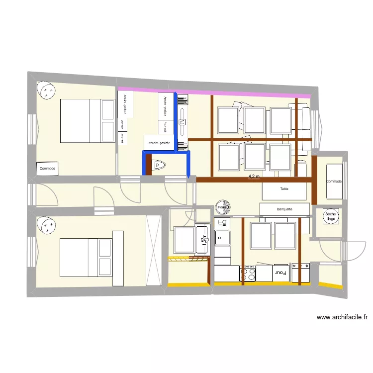 Plan D&eacute;finitif meubl&eacute; avec Velux V1. Plan de 