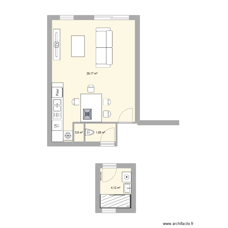 Margaux. Plan de 4 pièces et 36 m2