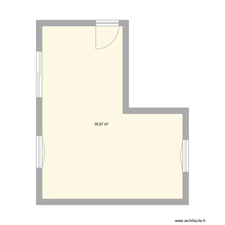 projet brut Dylan. Plan de 1 Pièce et 36 m²