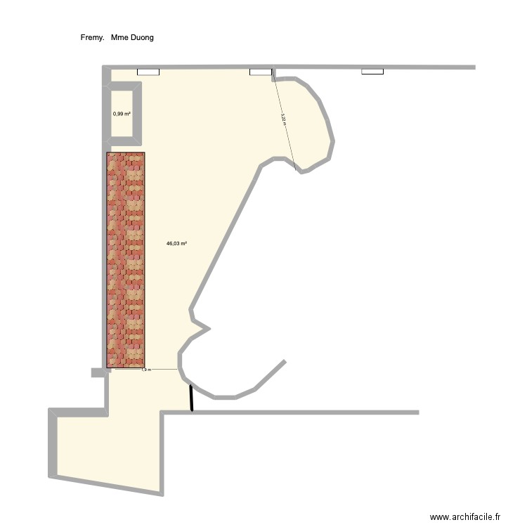 Fremy . Plan de 2 pièces et 47 m2