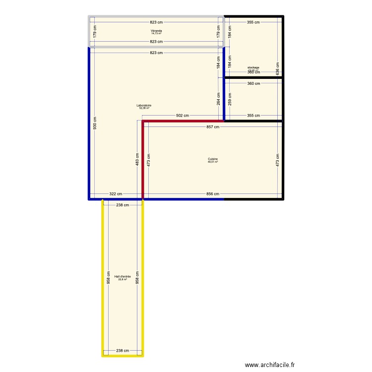 Local La Réunion des chefs. Plan de 5 pièces et 153 m2