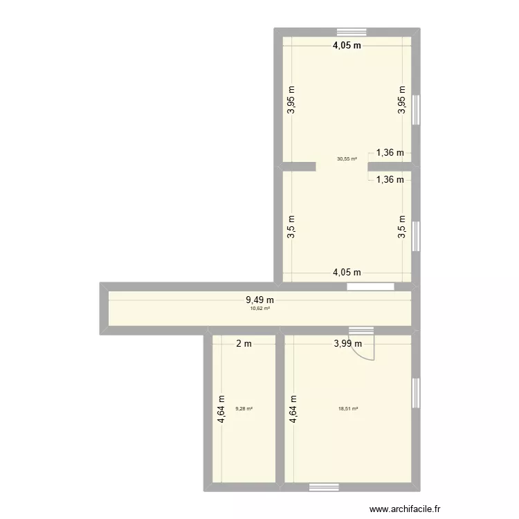 maison. Plan de 4  et 69 m²