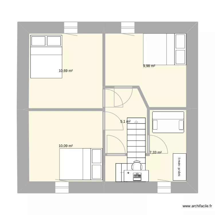 etage maison. Plan de 5 pièces et 43 m² etage maison. Plan de 5 pièces et 43 m²