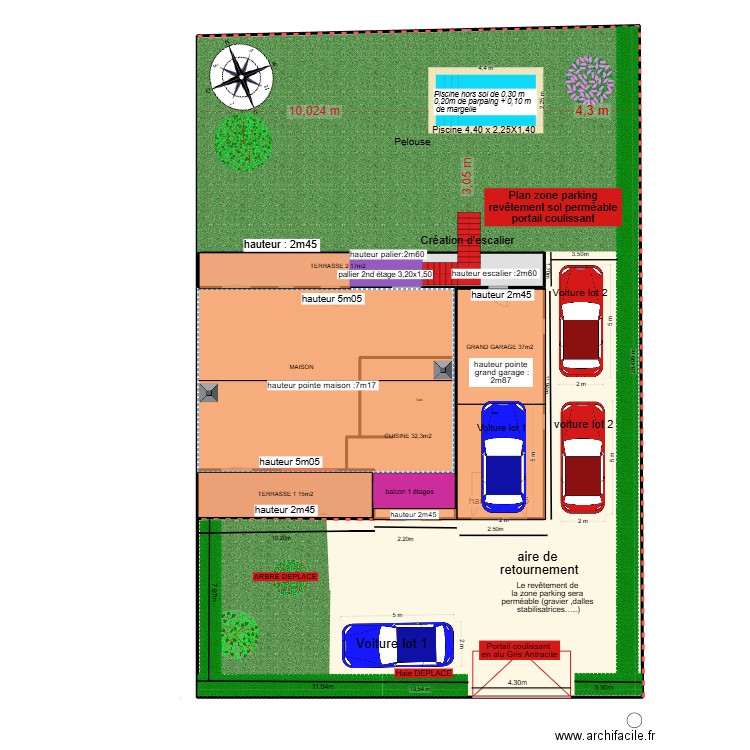 parking reel. Plan de 6 pièces et 566 m2