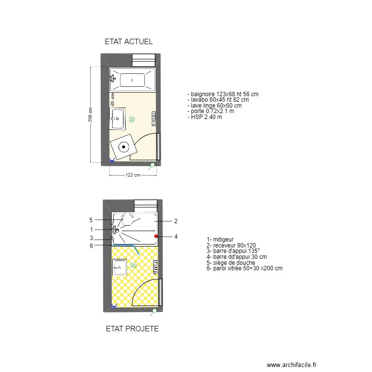 ADAPT KHADIR. Plan de 2 pièces et 6 m2