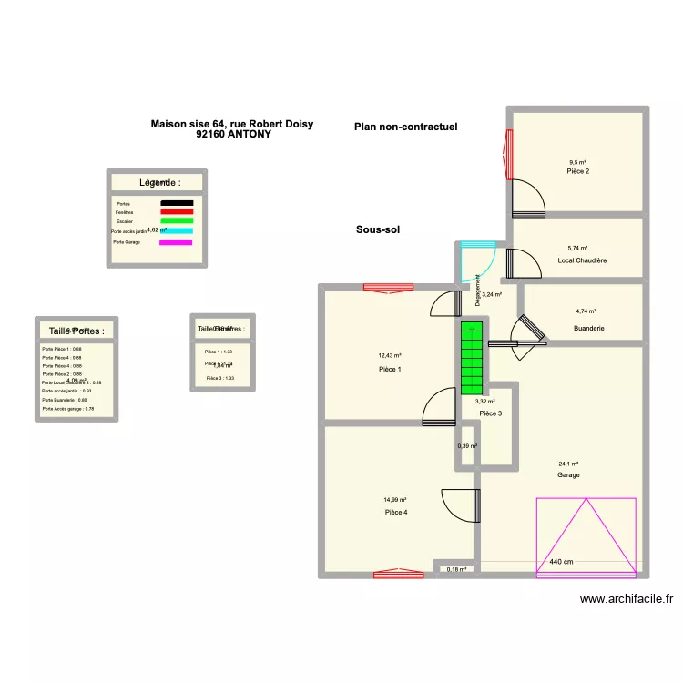 DELAUNE SOUS-SOL avec carrez . Plan de 
