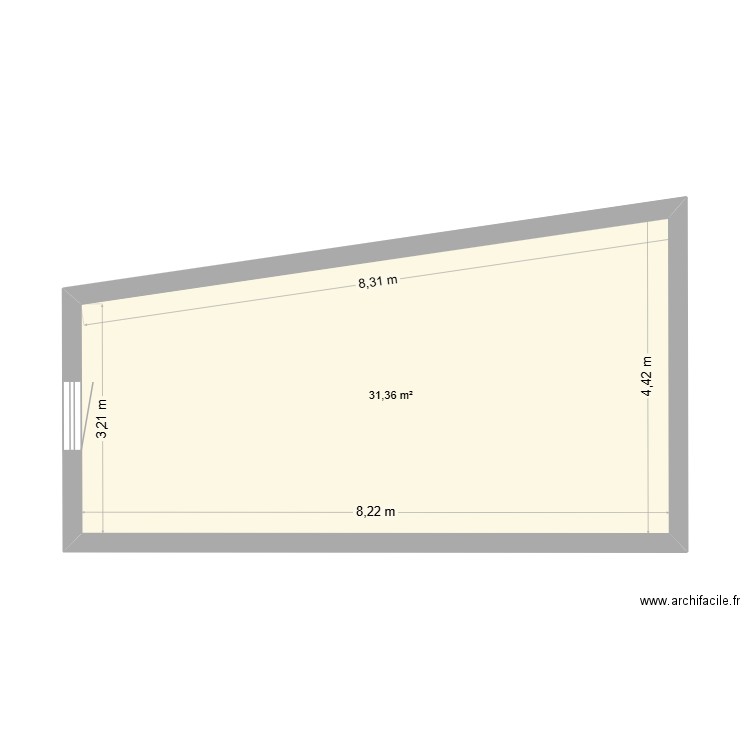 Rdc Maison gauche. Plan de 1 pièce et 31 m2