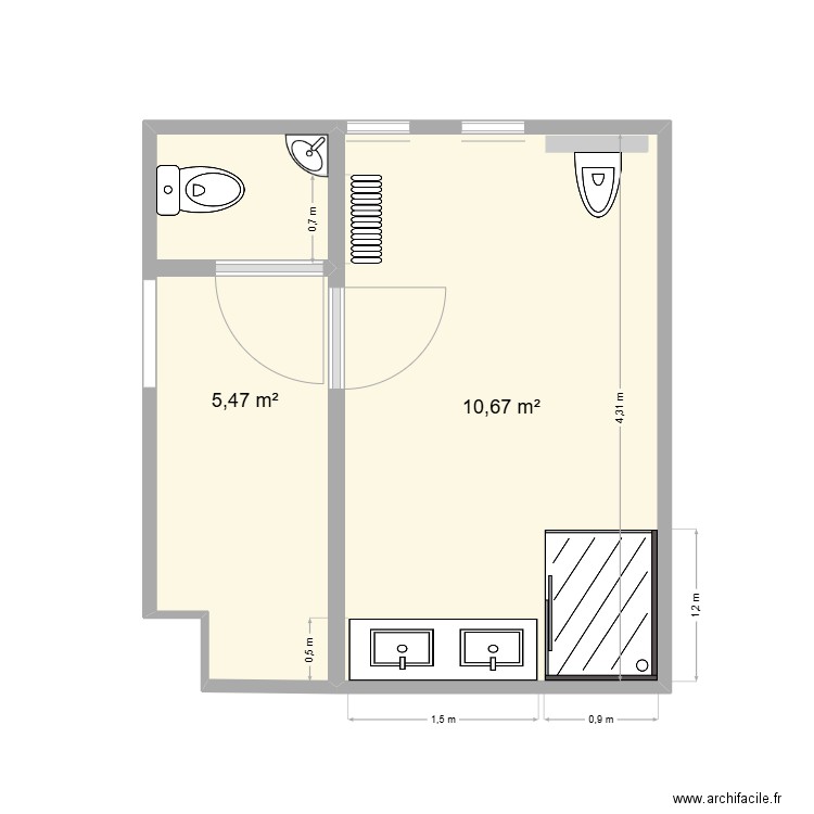 Riso. Plan de 2 pièces et 16 m2