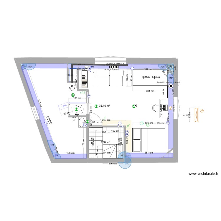 PLAN Elec Irina nov2024. Plan de 3 pièces et 42 m2
