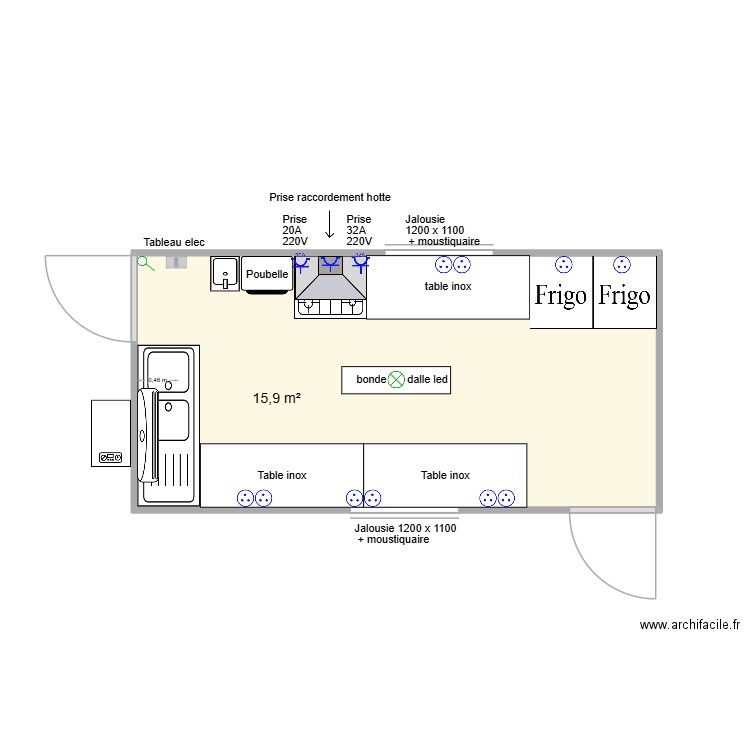home concept laboratoire de cuisine 1. Plan de 1 pièce et 16 m2