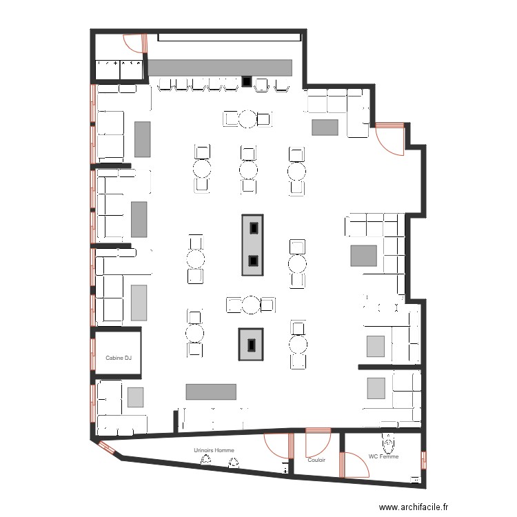 plan d'aménagement Lounge Bar. Plan de 12 pièces et 135 m2