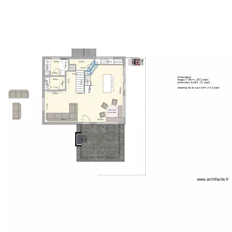 Roche &eacute;tage plein 2SDB essaie etage dif. Plan de 17  et 219 m²