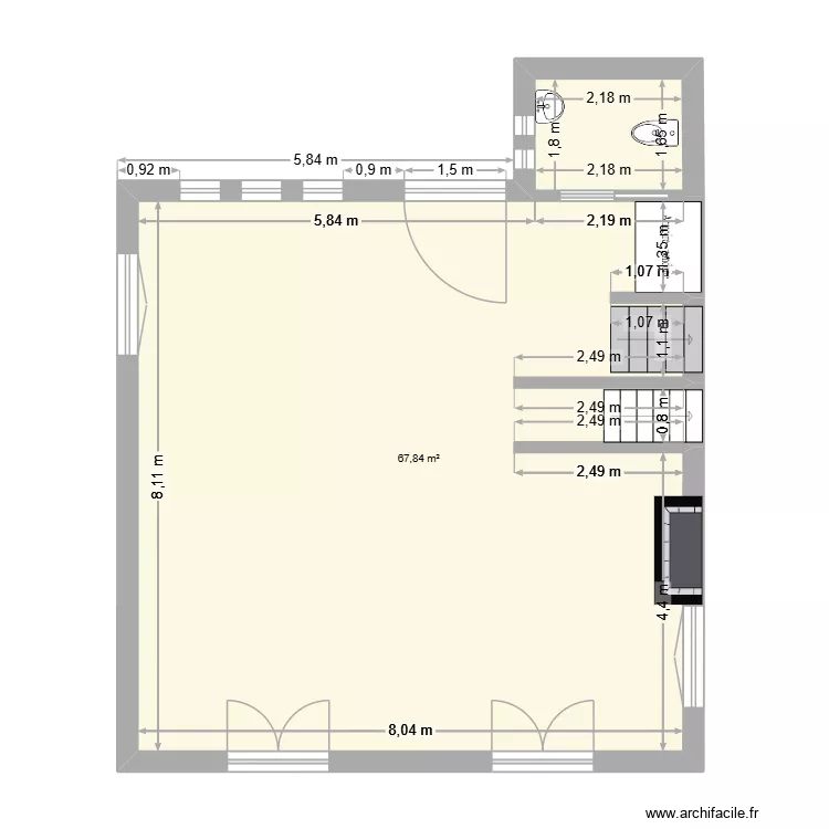 Vienne. Plan de 1  et 68 m²
