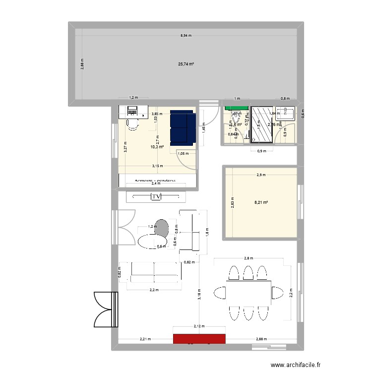 Plan Fontaine futur. Plan de 5 pièces et 49 m2
