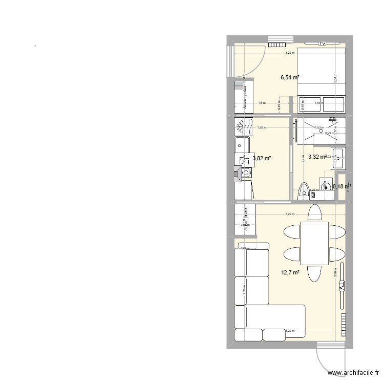 appart montgenevre. Plan de 5 pièces et 27 m2