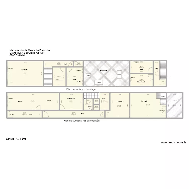 MAISON ARCHI. Plan de 23  et 217 m²