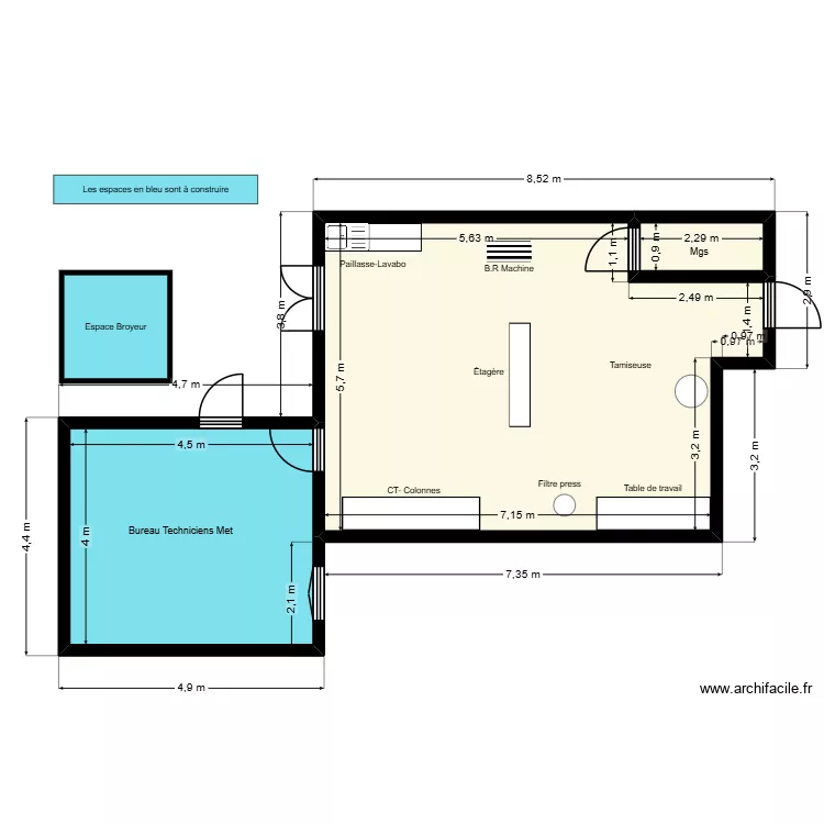 Plan Metallurgy-Lab. Plan de 3 et 61 m² Plan Metallurgy-Lab. Plan de 3 et 61 m²