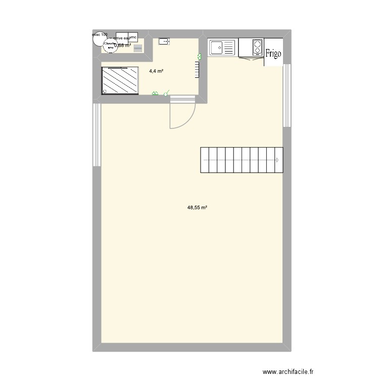 plan finit. Plan de 3 pièces et 54 m2