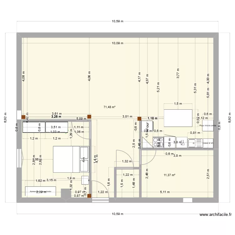 plan. Plan de 1  et 17 m²